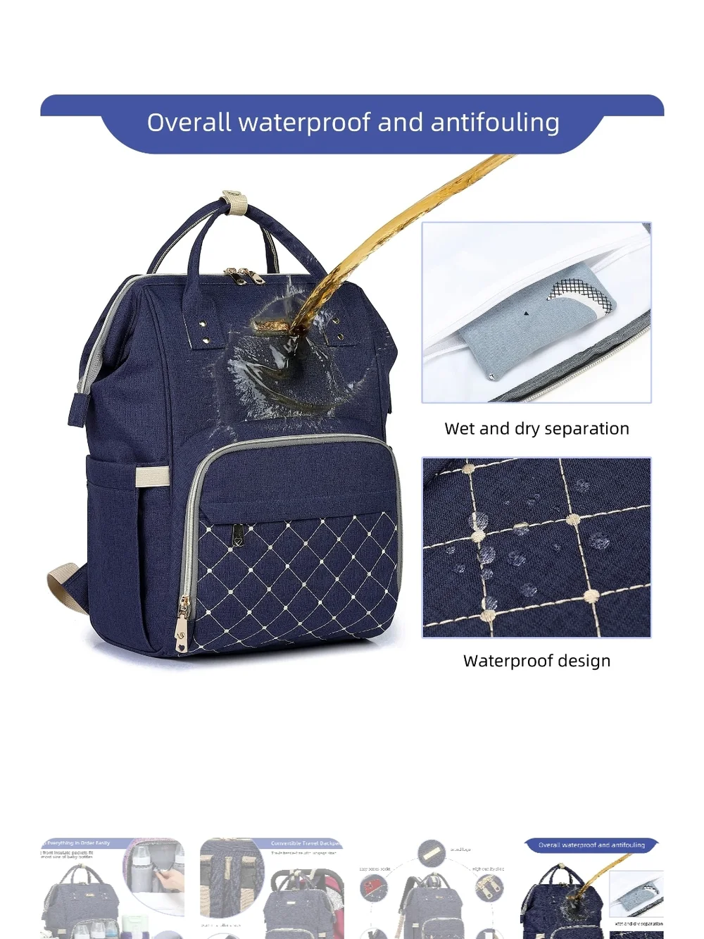 New Navy Multifunctional Diaper Backpack